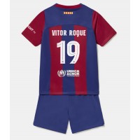 Barcelona Vitor Roque #19 Heimtrikotsatz Kinder 2023-24 Kurzarm (+ Kurze Hosen)